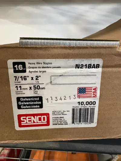 7/16”x2 Senco galvanized staples, View more