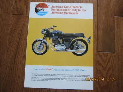 1960s American Eagle OHC 750 specification pamphlet.