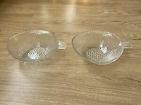 Fish style glass FRUIT BOWLS serving food salad