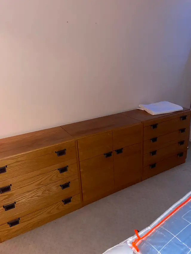 Mid century modern oak bedroom set