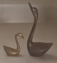 Vintage Decorative Collectible Solid Brass Swan Figurines