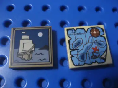 Lego Pirates Printed Tile lot 2x2 Map Ship Painting, View more