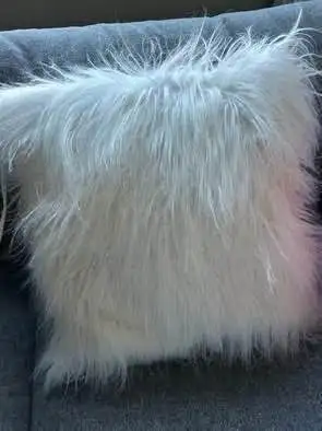 Faux fur 17” throw pillow cushion $25 white faux fur with insert, View more