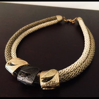 Jewelry - Gold Black Chunky Thick Chain Layered Ring Necklace
