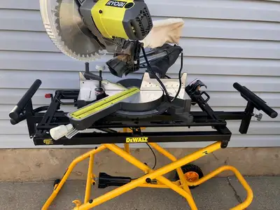 Dewalt Fold-a-Way Work Station/10"Ryobi Sliding Compound Mitre, View more