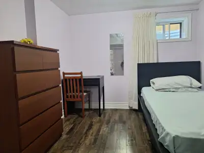 Furnished private basement room available for rent. Location near Lawrence Ave and Birtchmount Rd. S...