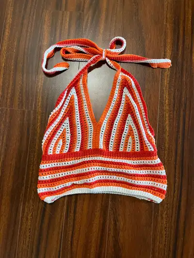 Women’s crochet cropped halter top - size 12, View more
