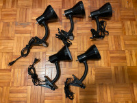 5 Gooseneck (Col-de-cygne) black Clip Lamps - Sold together