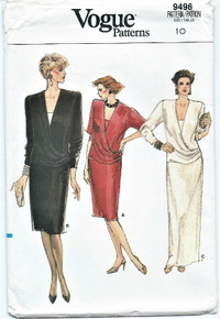 Vintage Sewing Pattern, Vogue 9496, Misses' Dress, Size 10