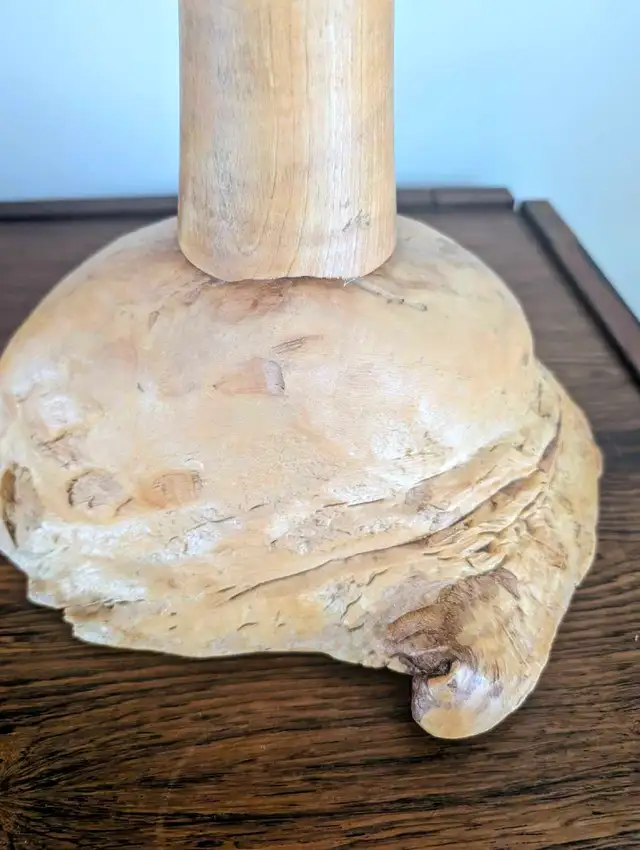 Vintage Mid-Century Modern Burl Wood Table Lamp w/ Amber Pyramid in Home Décor & Accents in Ottawa - Image 7