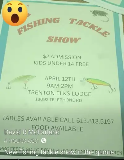 New Fishing Tackle show and sale April 12. Trenton Elks Lodge Exit 525 401 turn South 5 minutes away...