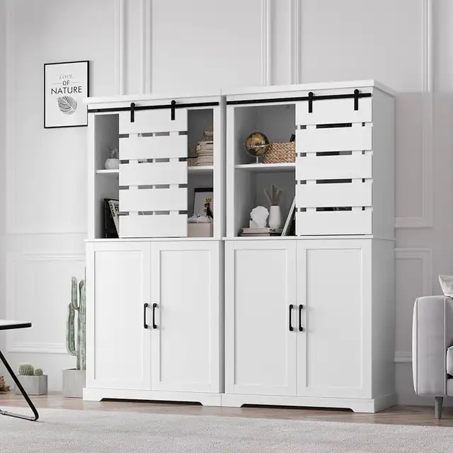 Tall Kitchen Pantry, Large Wood Storage Cabinet with Sliding Bar in Storage & Organization in Markham / York Region - Image 7