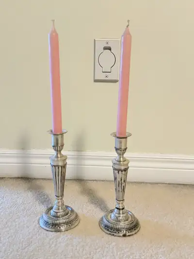 Pair of silver-colored candlesticks (Set of 2), View more