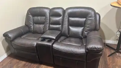 Leo 78" Genuine Leather Glider Reclining Loveseat with Storage, View more