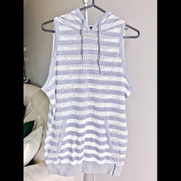 NEW - LB-03 - Women's Striped Sleeveless Hooded Tank (Size L)