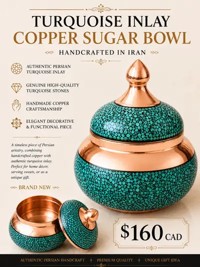 Persian Copper Turquoise Jar, View more