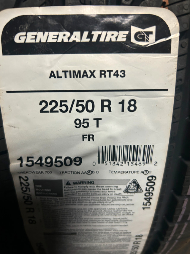 4 Brand New General Tire Altimax RT43 in 225/50/18 tires in Tires & Rims in Ottawa