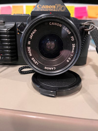 Canon T-70 with 28mm FD wide-angle lens