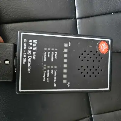 This used multi-use RF Bug Detector, model GTM0840, detects and locates WiFi, Bluetooth, and GSM 3G/...