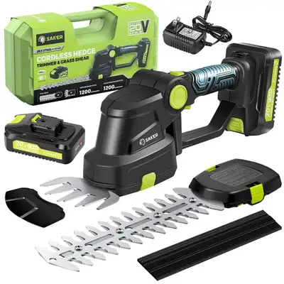 Saker: SK5 Steel Cordless Hedge Trimmer & Grass Shear, Li-Ion battery 20V Includes trimmer (head and...