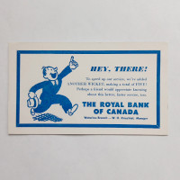 Vintage Royal Bank Waterloo Ontario Advertising Ink Blotter