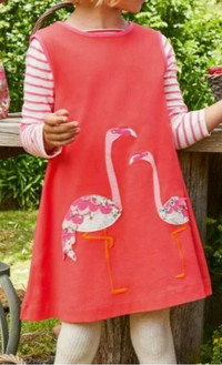 Girls Flamingo Dress Size 6-7, Red