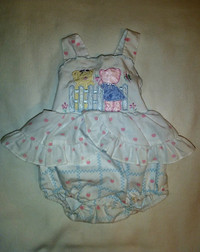 Vintage Baby Girl Frilly Romper Sun Suit Size 6-9 Months