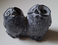 Vintage Wolf Original Soapstone Sculpture Owls on Branch Figure