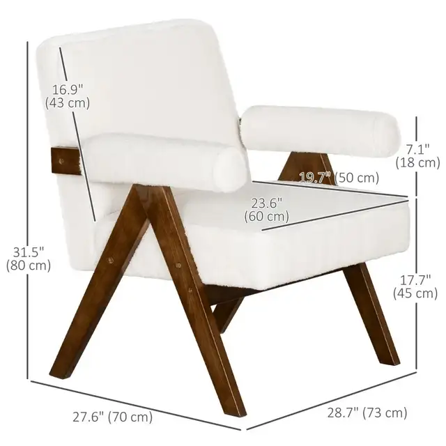 Cashmere Accent Chair Armchair with Wide Seat and Soft Padded Ar in Chairs & Recliners in Markham / York Region - Image 3
