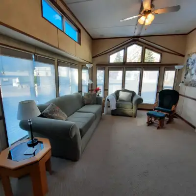 Backing onto Crown land, private and quiet location in Riverside RV Resort, Keremeos. Lot 42, this h...