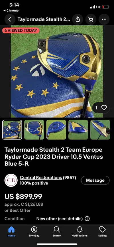 2023 TM Steath 2 Ryder Cup Team Europe With Headcover, View more