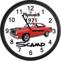 1971 Plymouth Scamp (Rallye Red) Custom Wall Clock - Brand New
