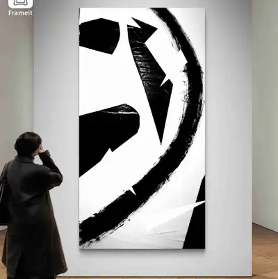 Large Black & White Abstract Original Painting BEST OFFER!, View more