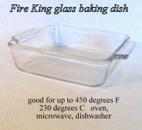 Fire-King glass 8x8x2¼” bakng dish New paper lable 2 L #6752FR
