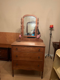 Antique bureau with swivel mirror 