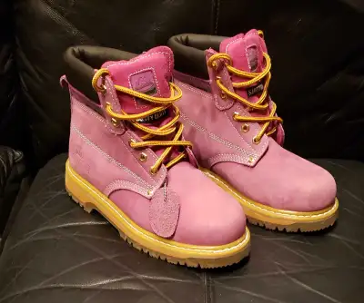 Brand New Womens Steel Toe Leather Work Boots size 7PinkNever us, View more