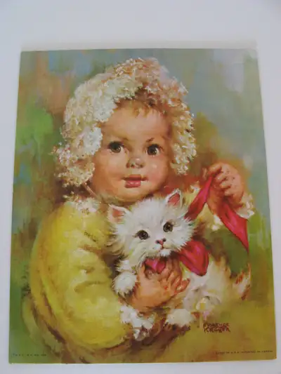 Reproduction of "Baby with Kitten" by Florence Kroger, 8" x 10", View more