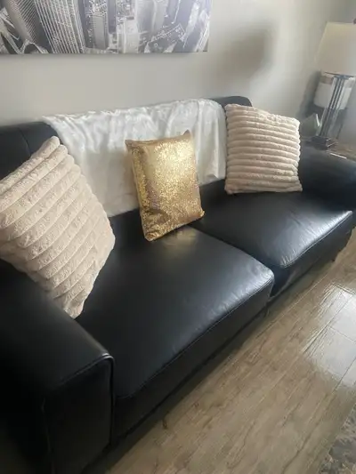 Faux leather couch, View more