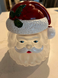 Vintage frosted Santa glass - Christmas Candy Jar
