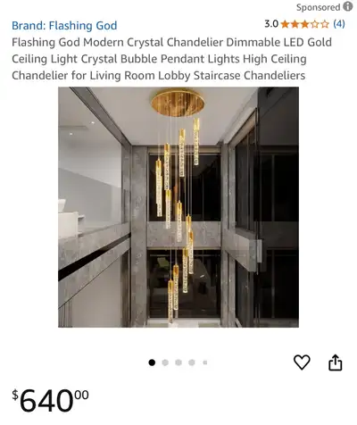 Flashing God Modern Crystal Chandelier Dimmable LED Gold Ceiling, View more