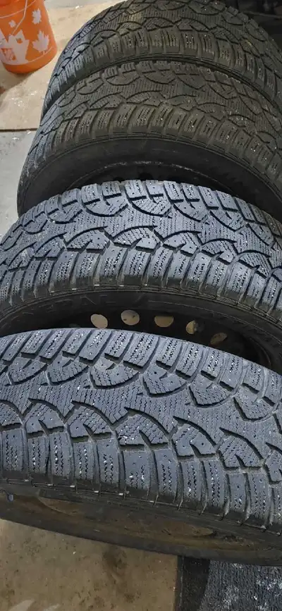 Set of Altimax Arctic 215 55R17 studded winter tires. 5 stud rims, came off of a 2011 Chev impala