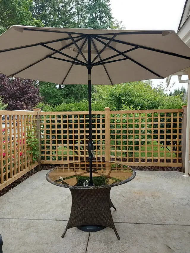 Patio table and Umbrella628543919070731217