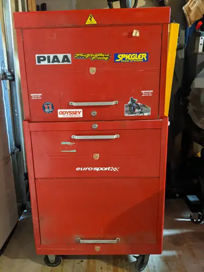 Beach tool box with tools and keys, View more