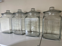 4 DECOR GLASS APOTHECARY STORAGE JARS