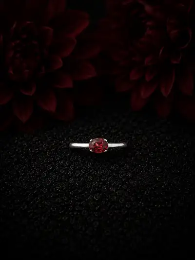 Sterling Silver Garnet Ring, View more
