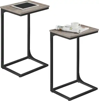 VASAGLE C-Shaped Side Table Set – Greige + Black, View more