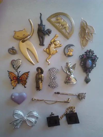Brooches cosmetic jewelry vintage circa, View more