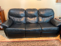 Black leather couch and loveseat