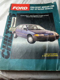 CHILTON 1981 - 1992 FORD ESCORT  MERC LYNX REPAIR MANUAL #M1320