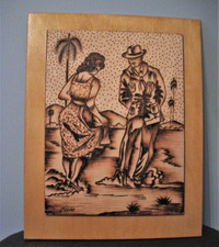 Gravure artisanale sur bois fait au burin